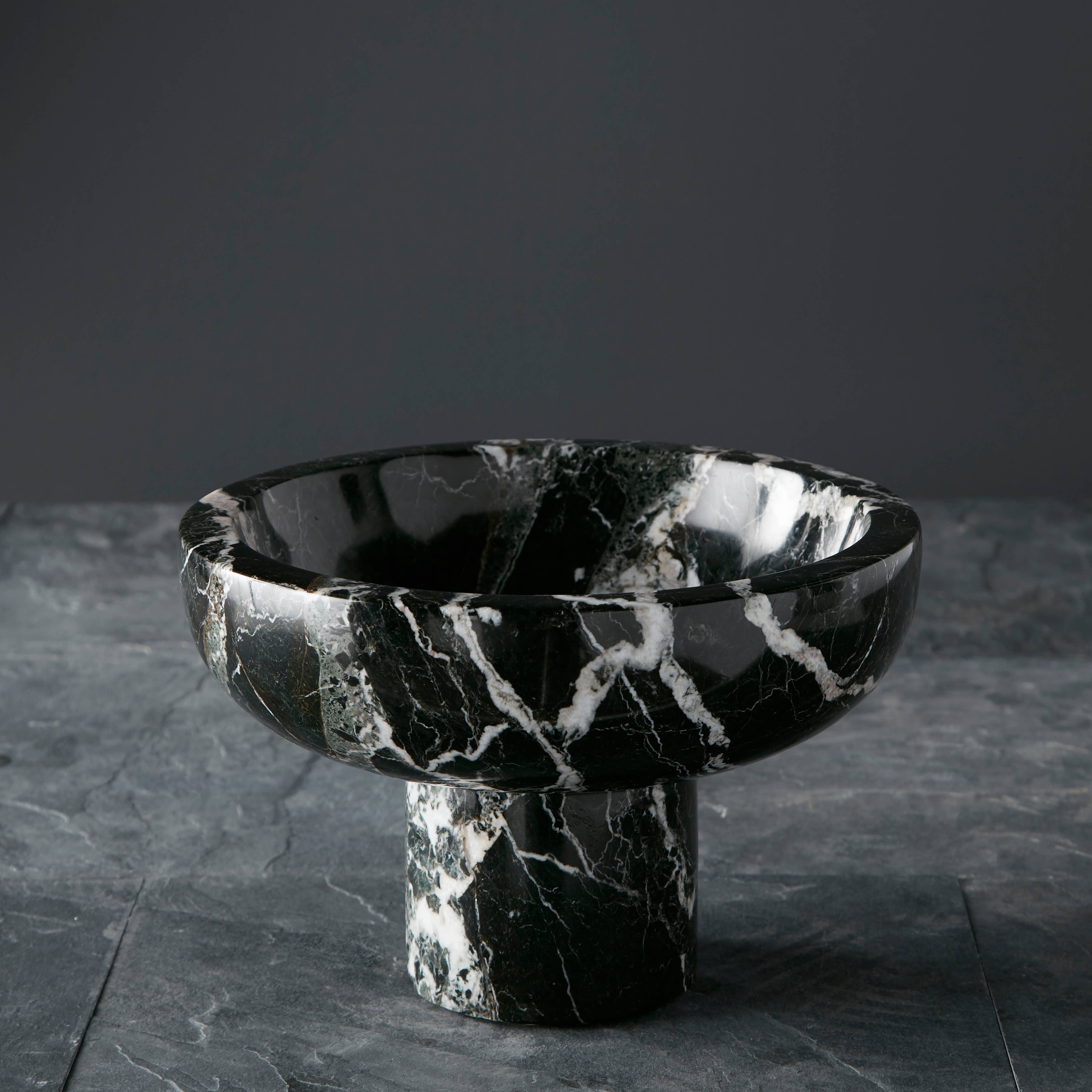 Selene Collection 10"Black Zebra Marble Polished Finish
