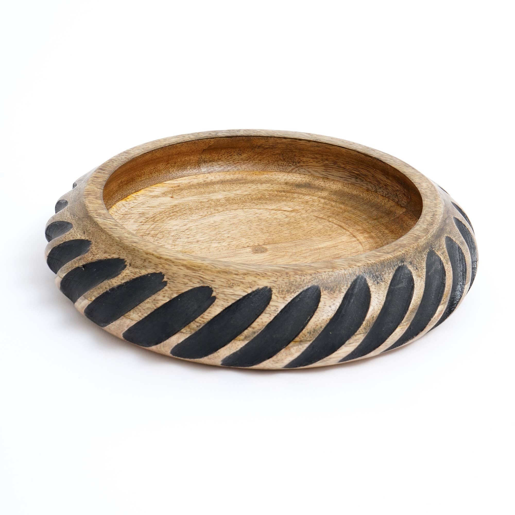 Futuristic Hand Carved Wooden Serving Bowl - 15"