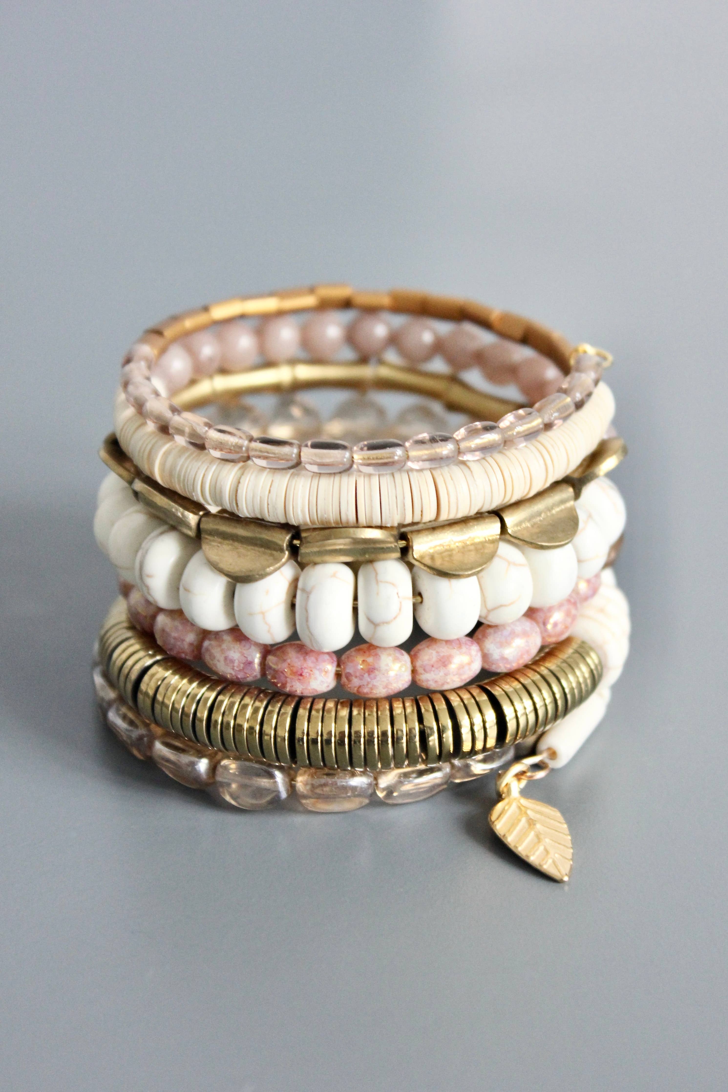 ISLB03 Mauve and white wrap bracelet