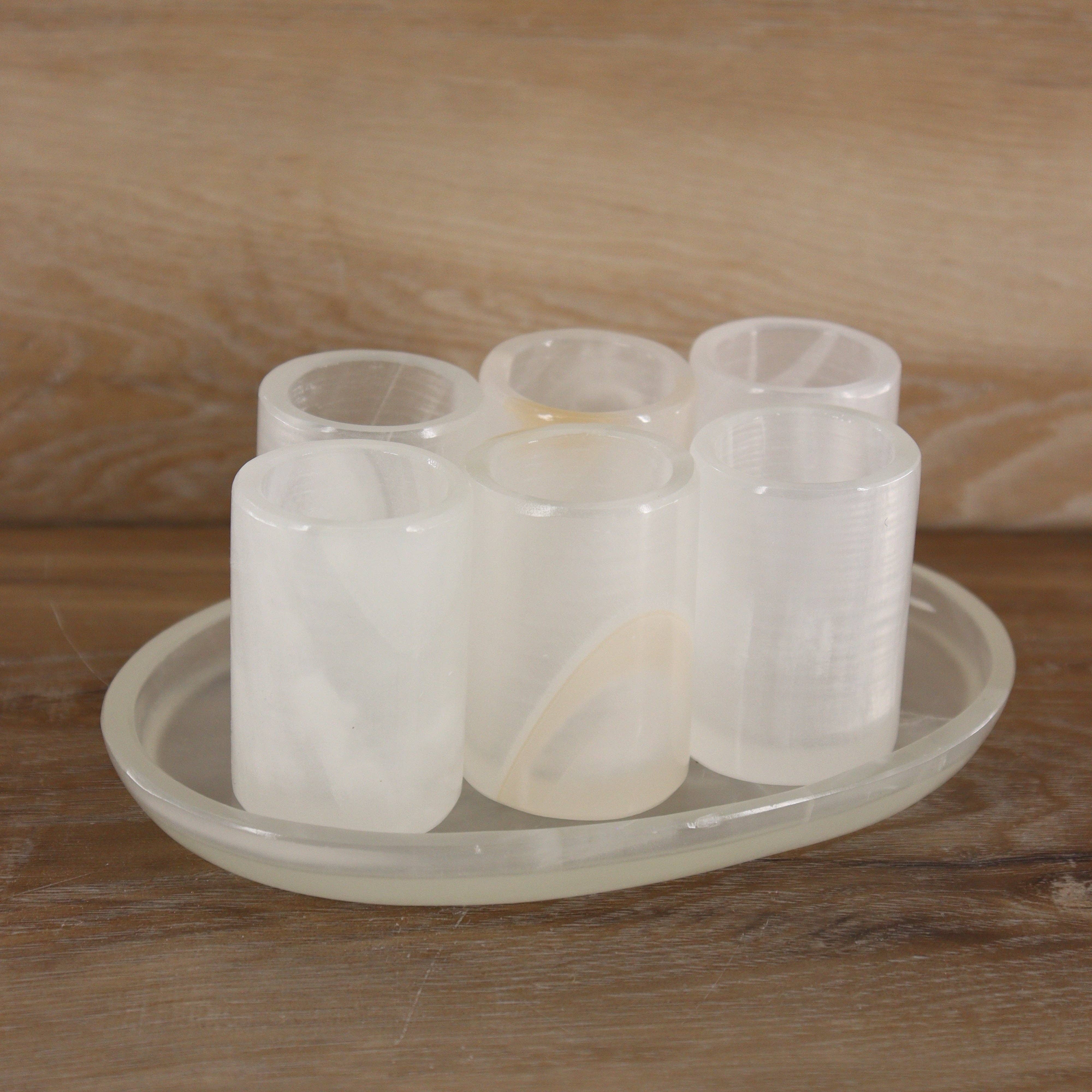 White Onyx Shot Glass Set of 6