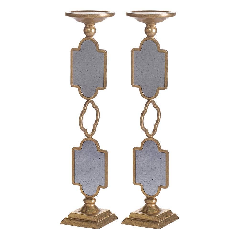 S/2 D4x16.5" Cleo Grand Candle Holder - Gold
