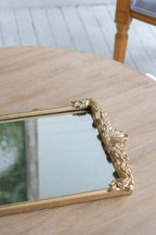 24.5x12.5x1" Mirror Tray w/ Gold Frame & Intricate Floral
