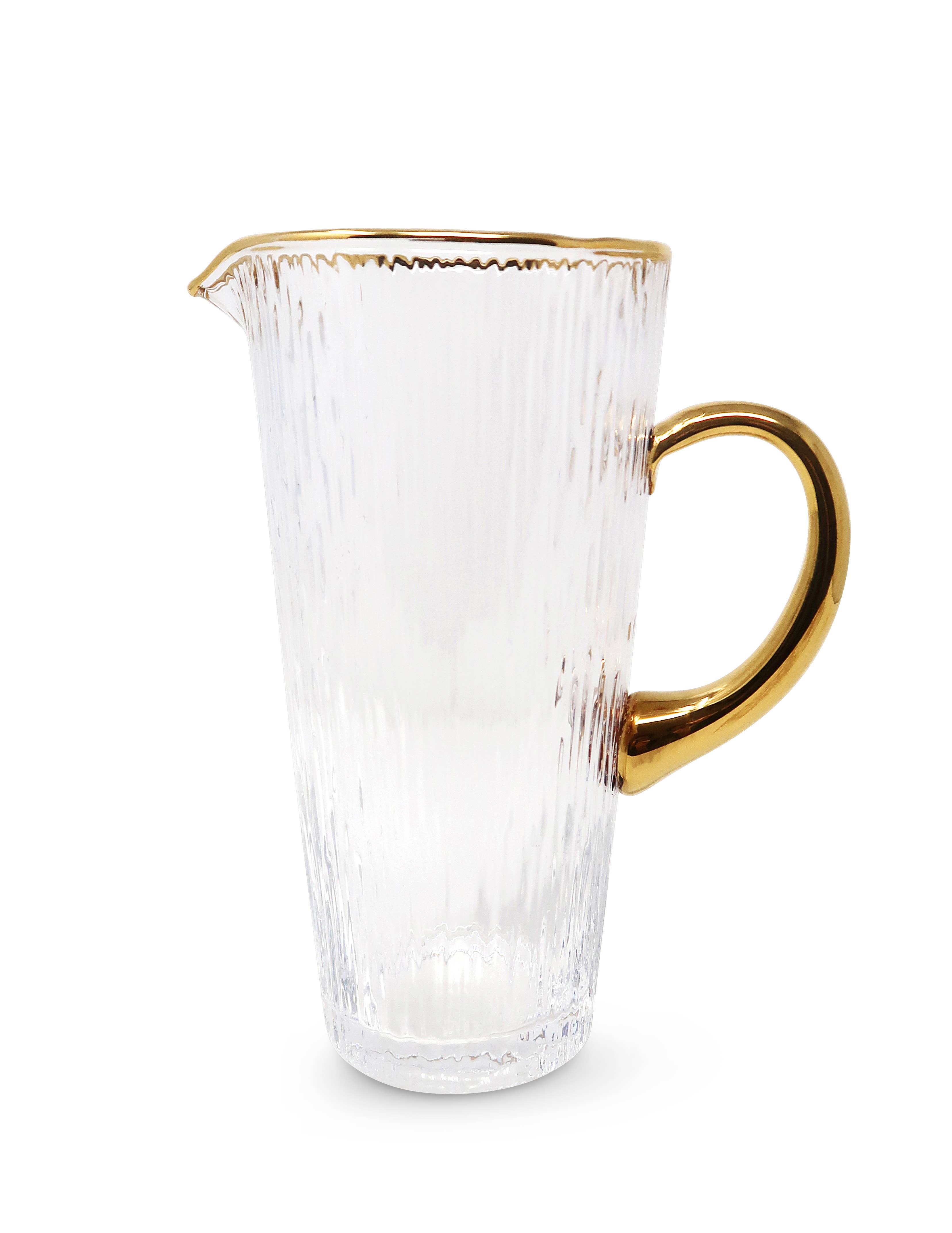 Clear Pitcher with Gold Handle and Rim