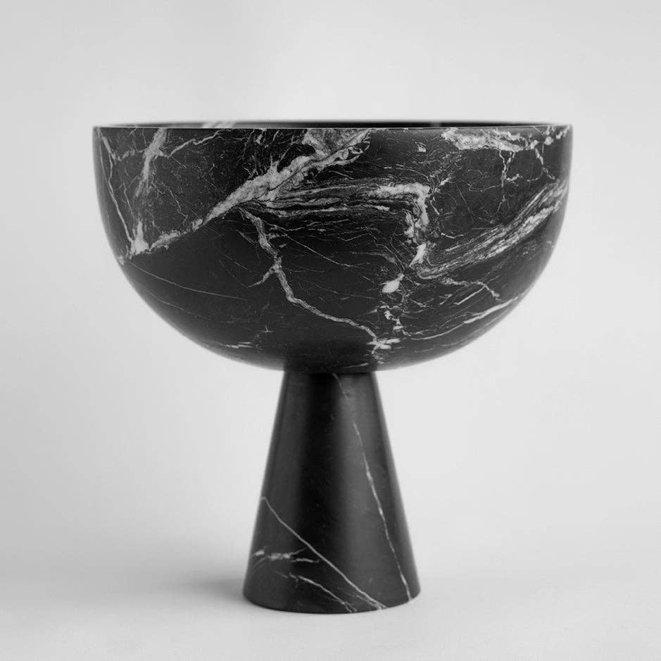 BLACK MARBLE PEDESTAL BOWL XL