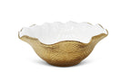 White/Gold Salad Bowl New Bone China Scalloped Edge