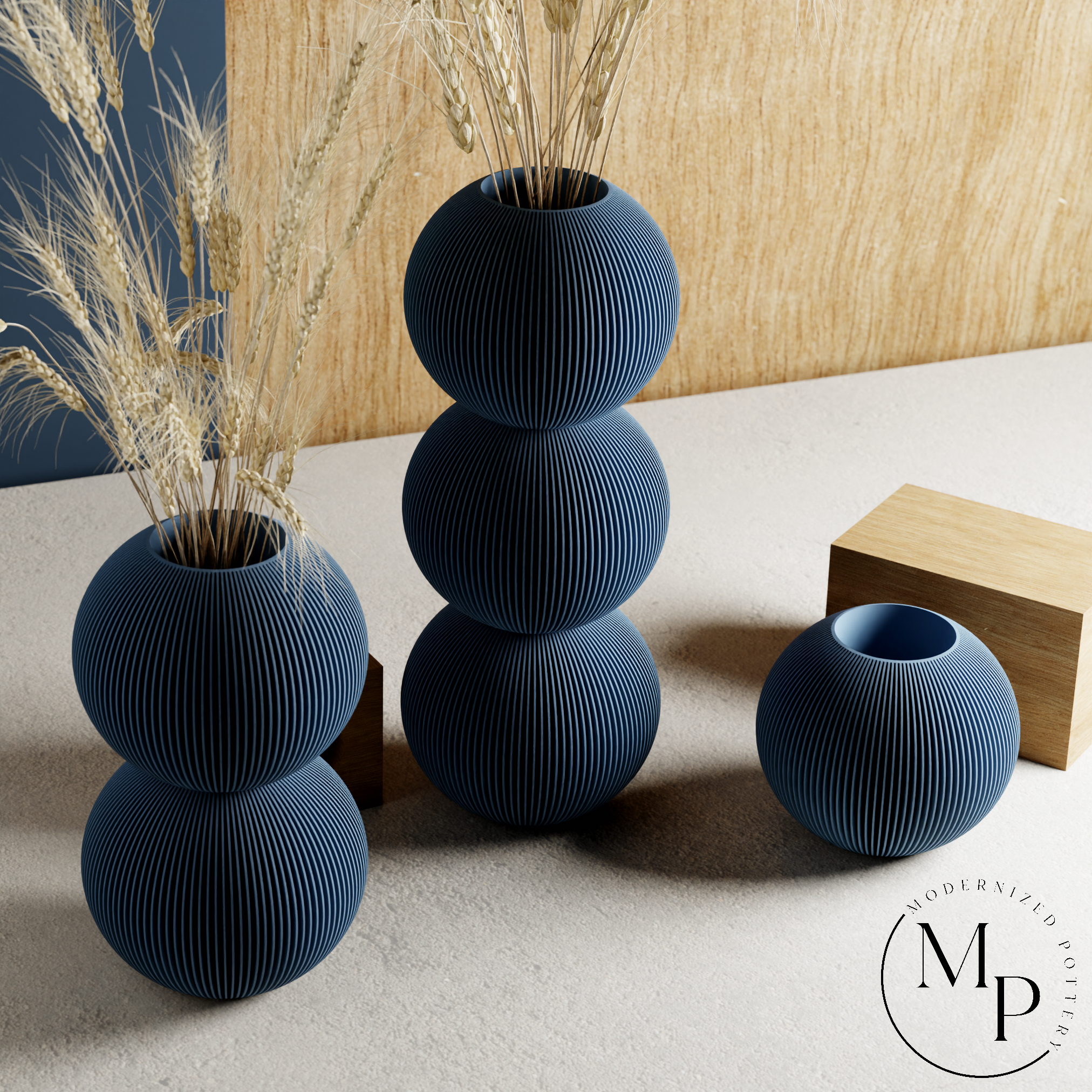 BUBBLE Vase | PREMIUM | 8 Colors | For Dried & Fresh Flowers: Navy Blue / Single / With Insert