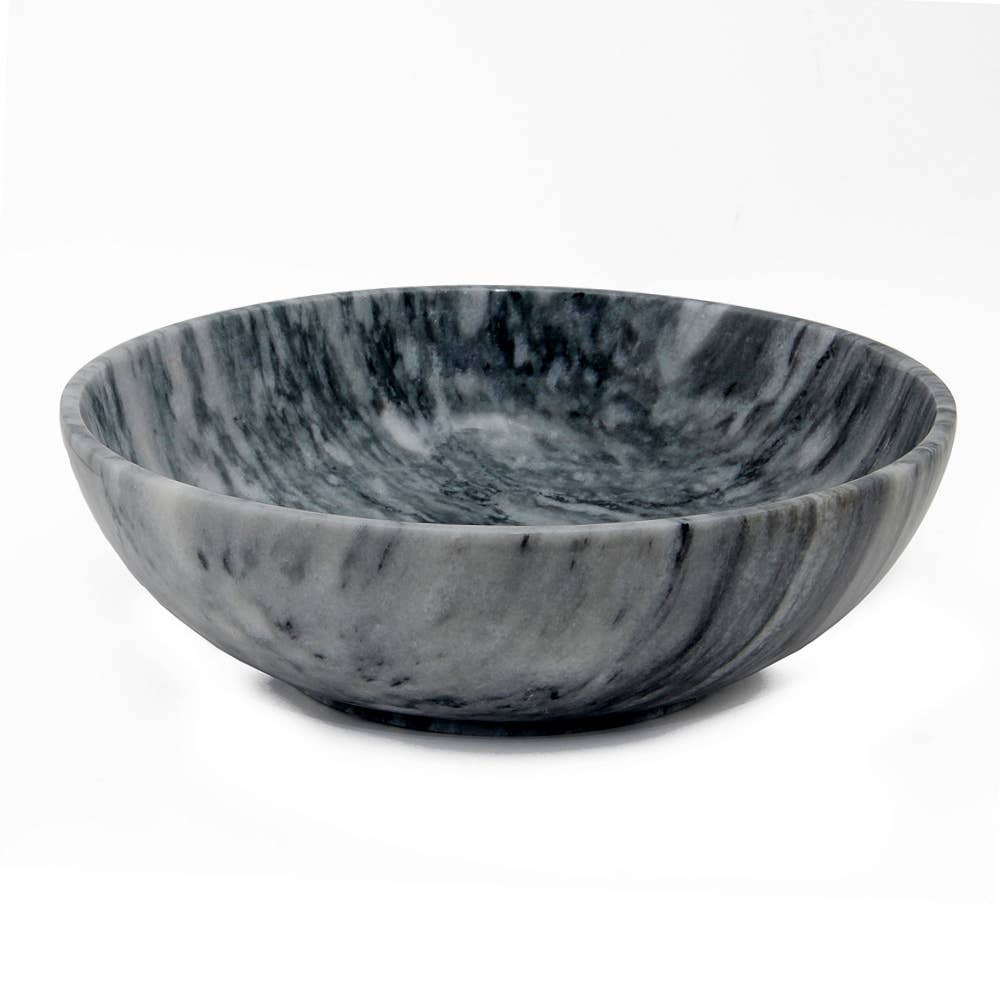 12" Laurus Collection Cloud Gray Marble Decorative Bowl