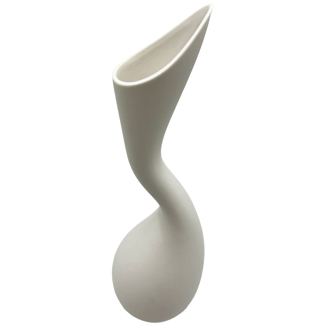 14" High Modern Ceramic Vase in White