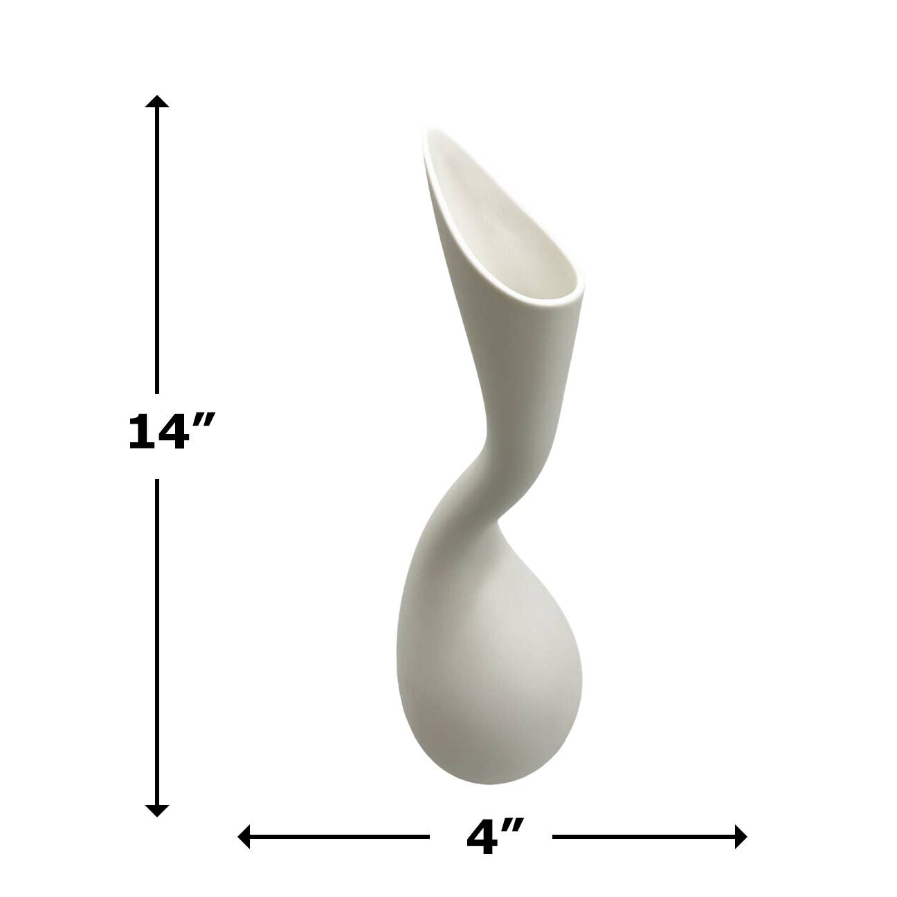 14" High Modern Ceramic Vase in White