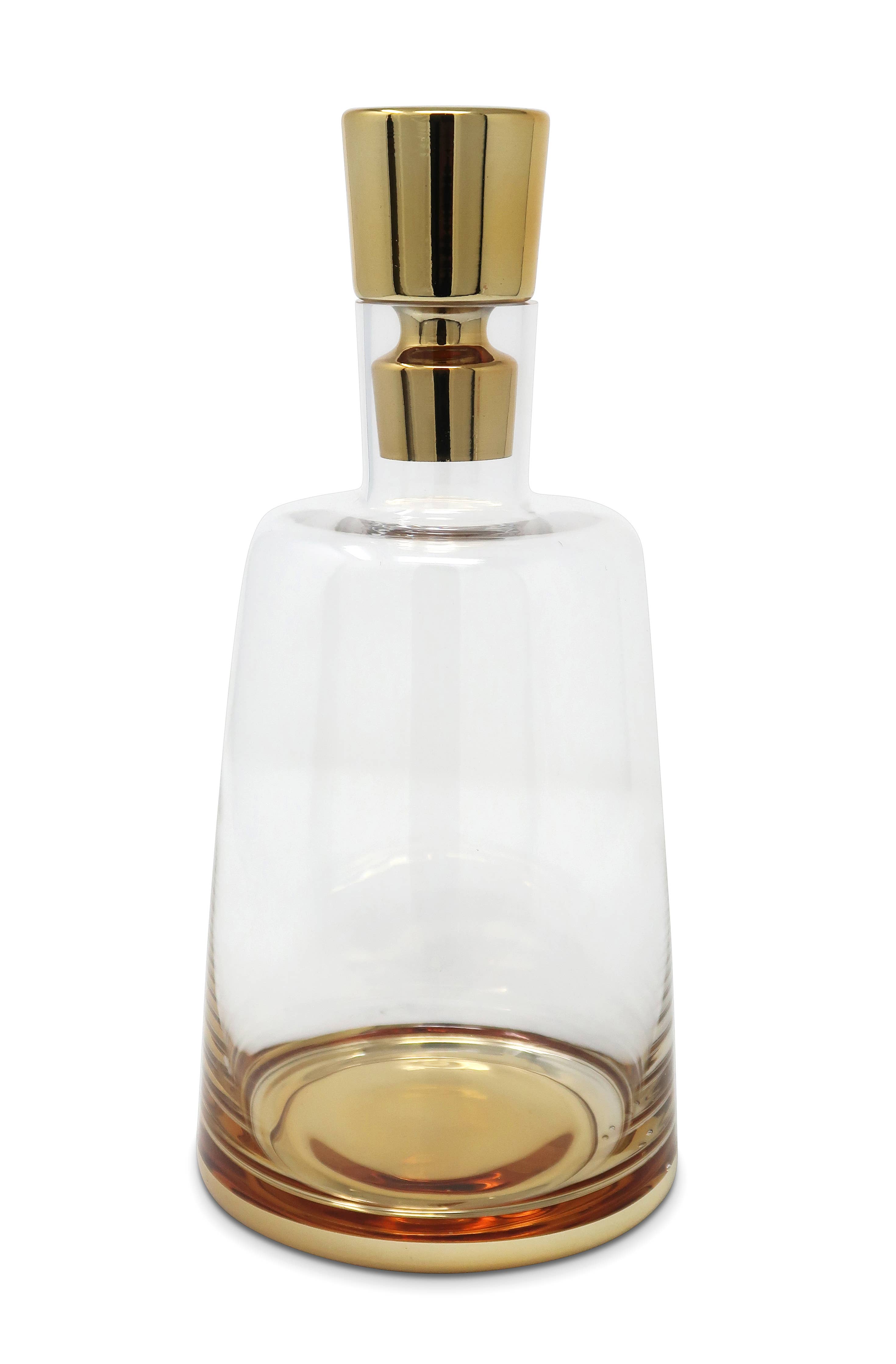 Glass Decanter With Gold Base And Lid