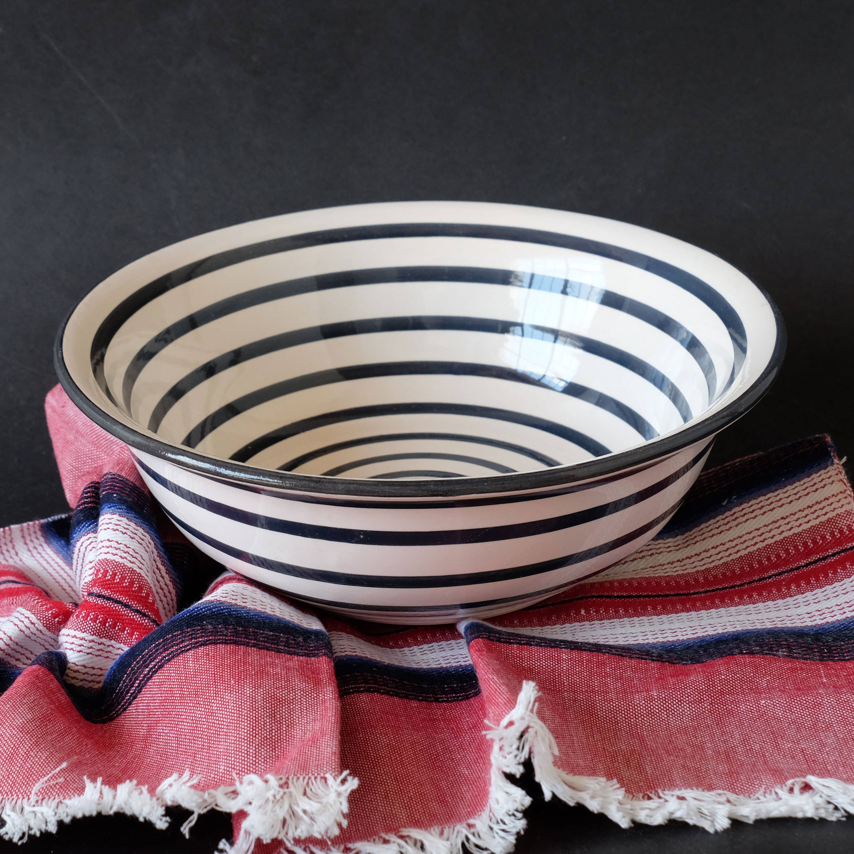 Black Stripe Med Deep Bowl