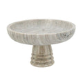 D10x6" Marble Pedestal Bowl w/ Natural Gray Ribbed Base