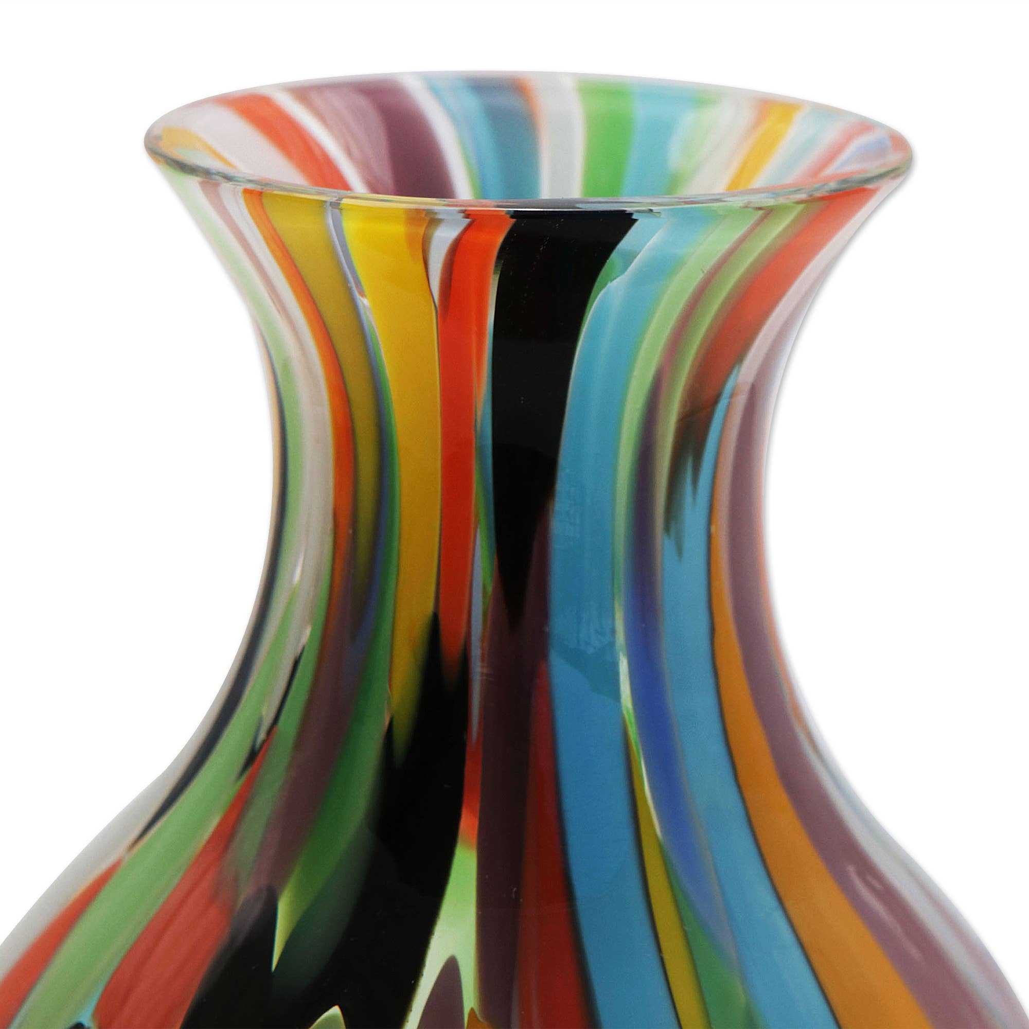Novica Handmade Curvy Carnival Confetti Glass Vase