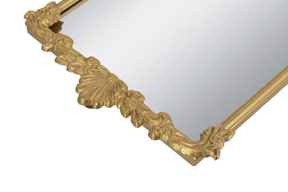 24.5x12.5x1" Mirror Tray w/ Gold Frame & Intricate Floral