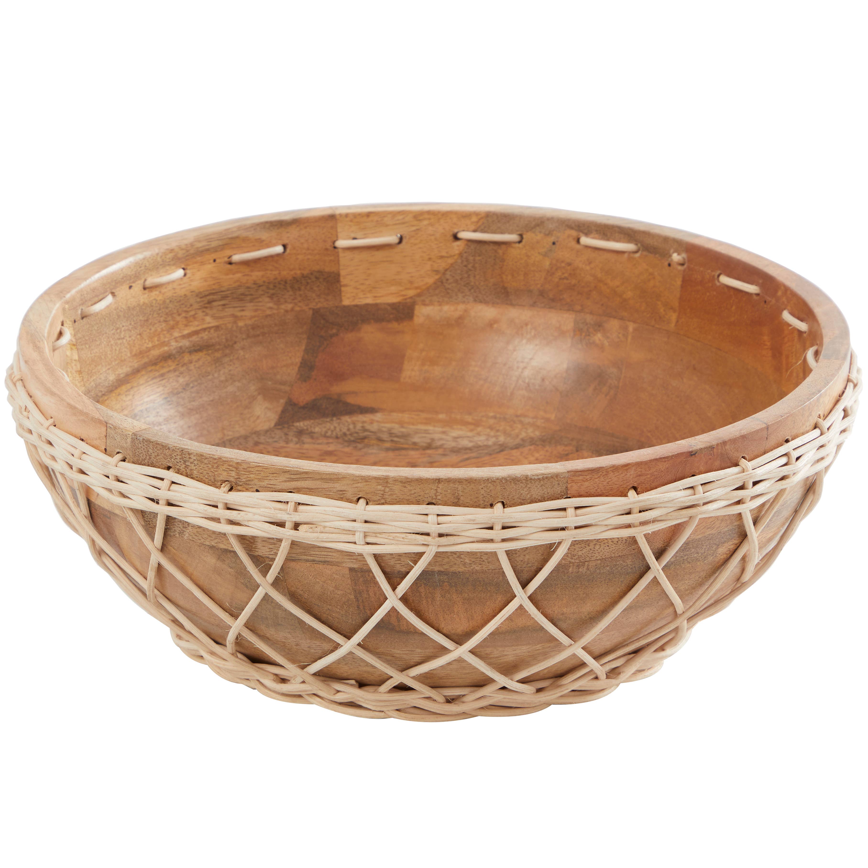 Bohemian Brown Mango Wood Decorative Bowl: Black