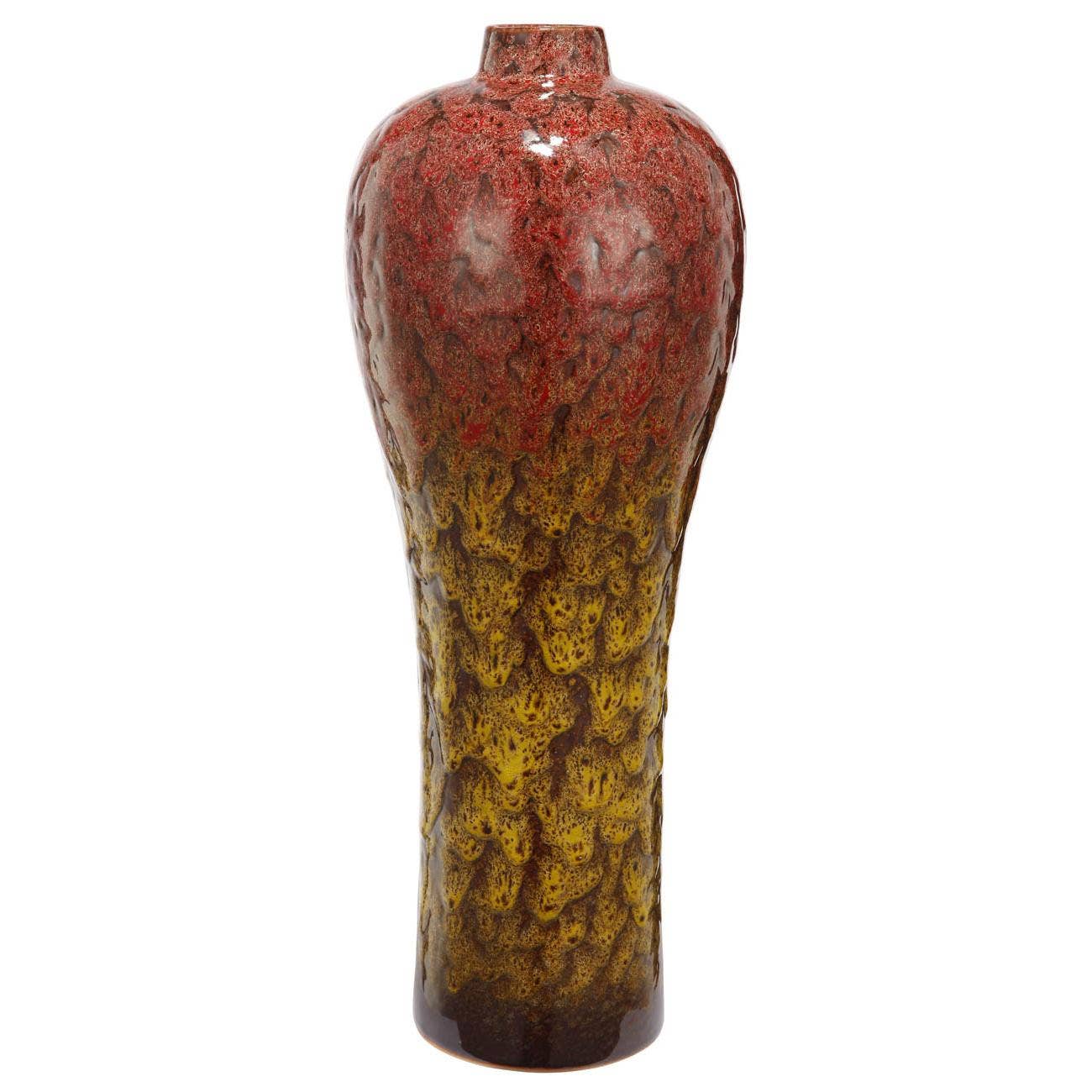 7x7x18" Ceramic Vase - Red/Orange