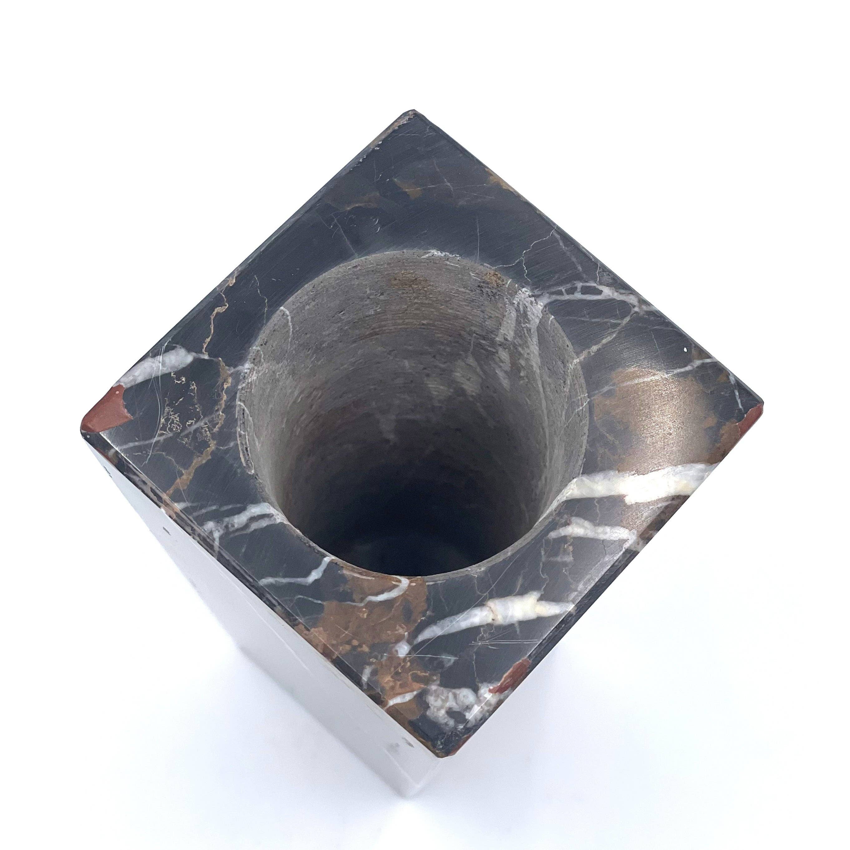 6" Square Vase - Marble and Onyx: Multi-colored Onyx