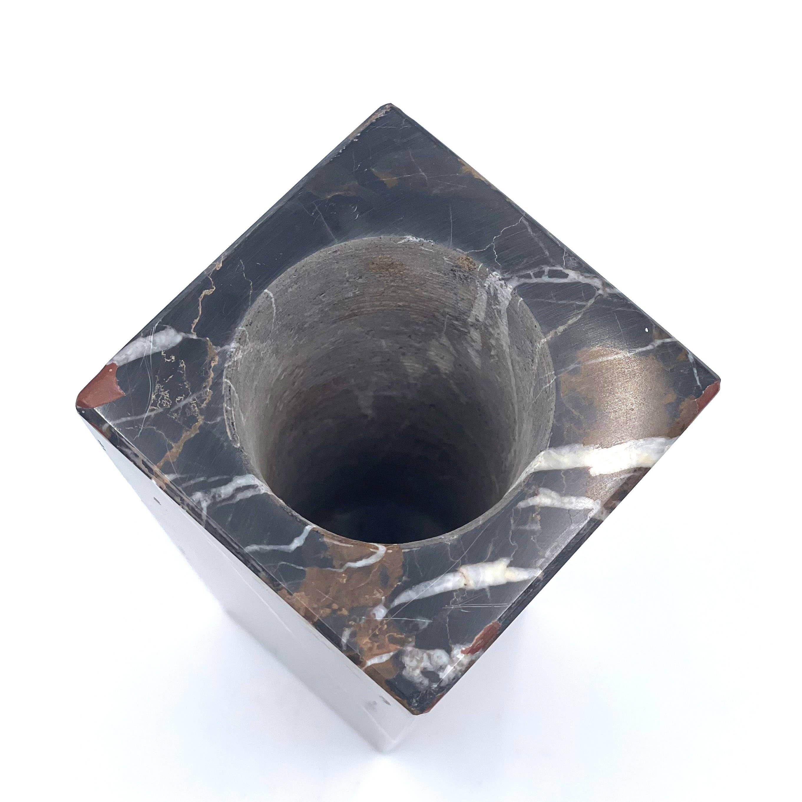 6" Square Vase - Marble and Onyx: White Onyx