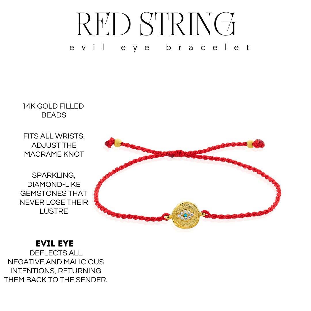 Red String Bracelet with Evil Eye Unisex Design