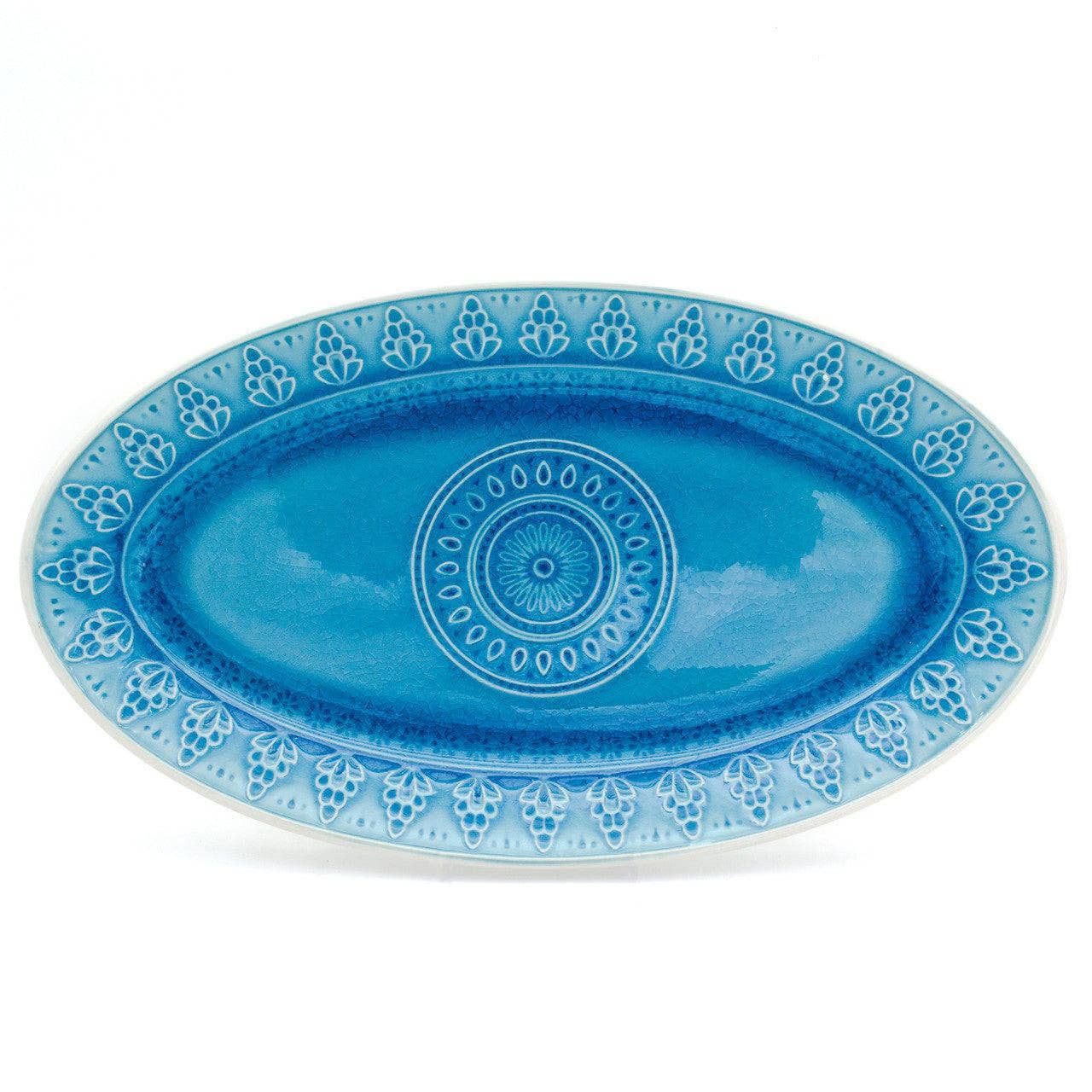 Fez  Stoneware Oval Serving Platter: Turquoise