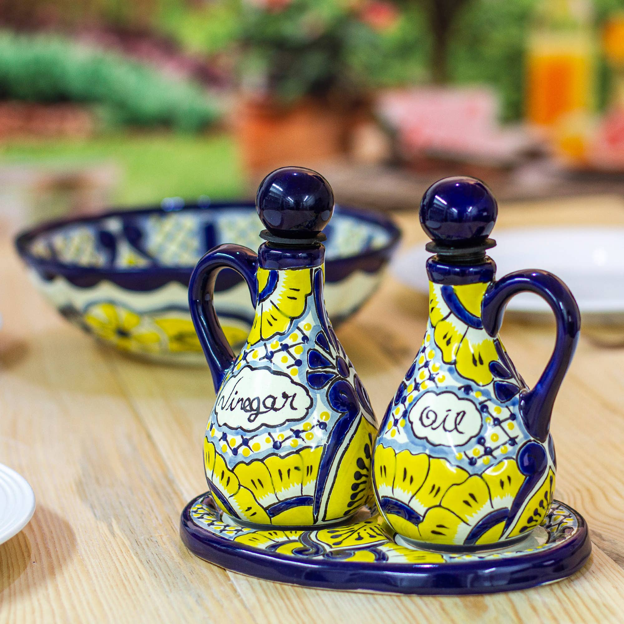 Novica Handmade Sunny Blooms Ceramic Salad Bowl