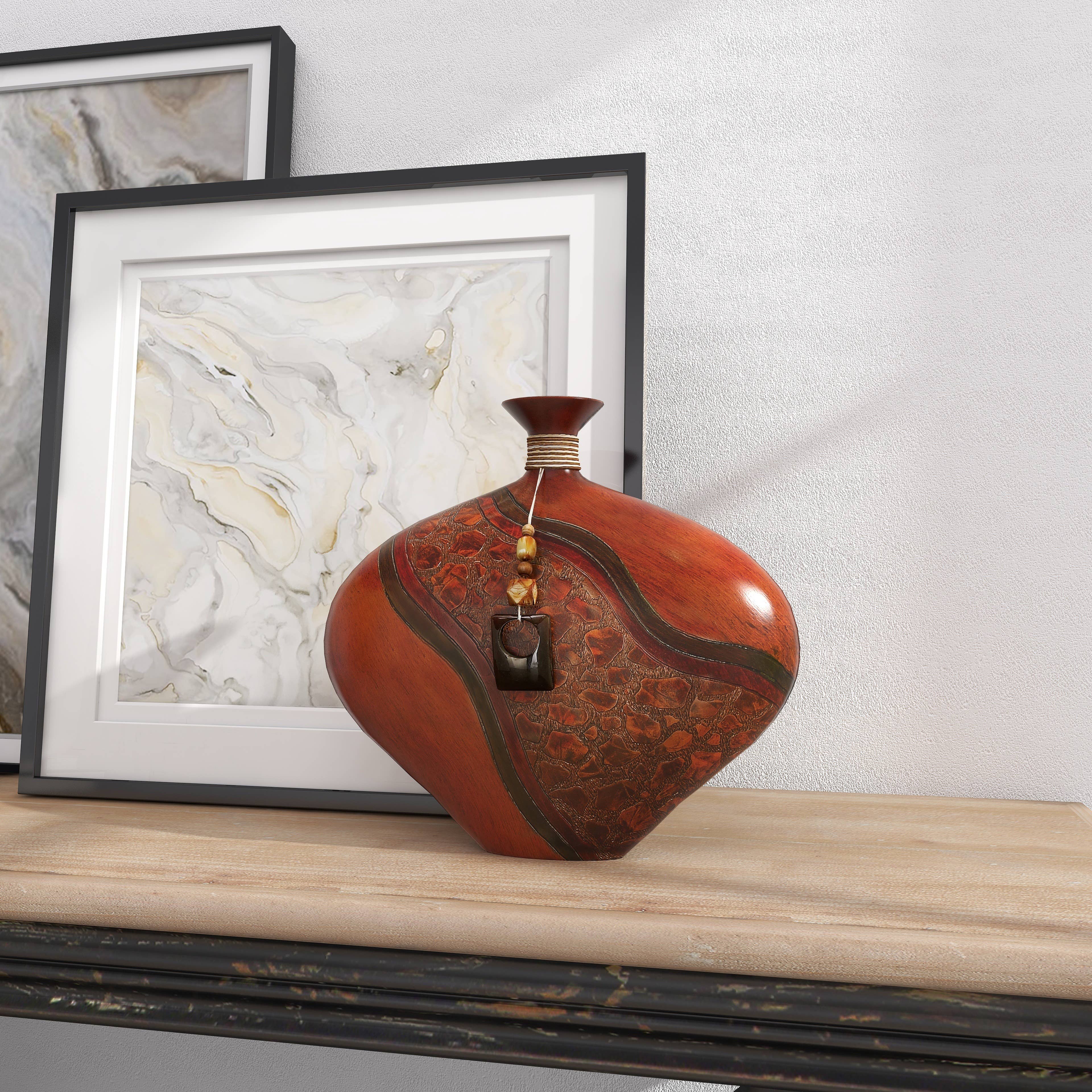 Eclectic Brown Polystone Vase