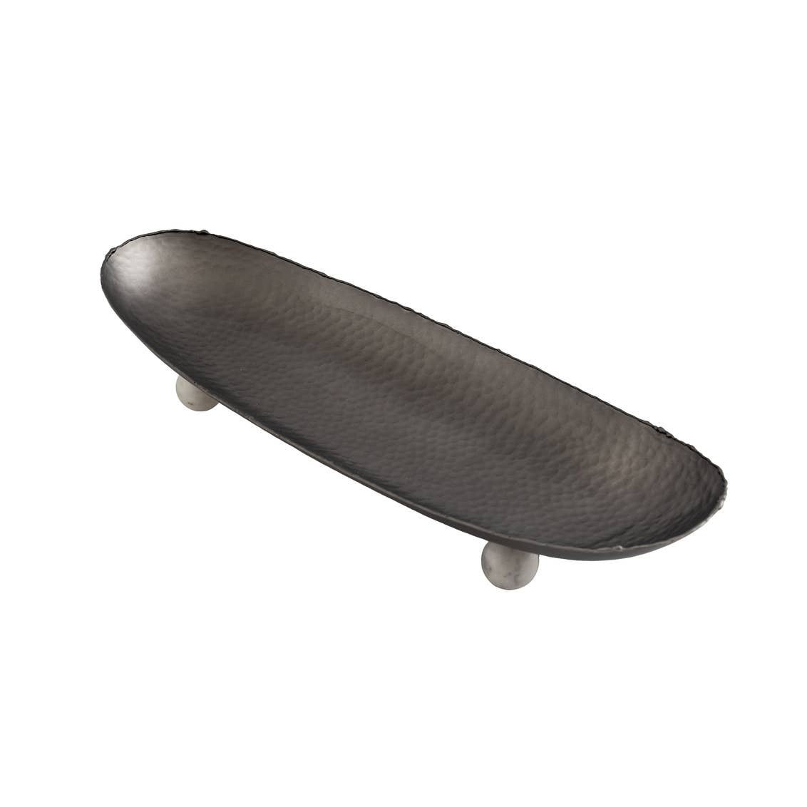 Temari Hammered Black and White Oblong Tray