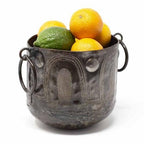 6" x 5" Hammered Metal Bowl With Round Handles