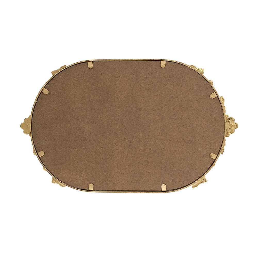 22.5x13.5x1" Mirror Tray w/ Gold Iron Frame Intricate Floral