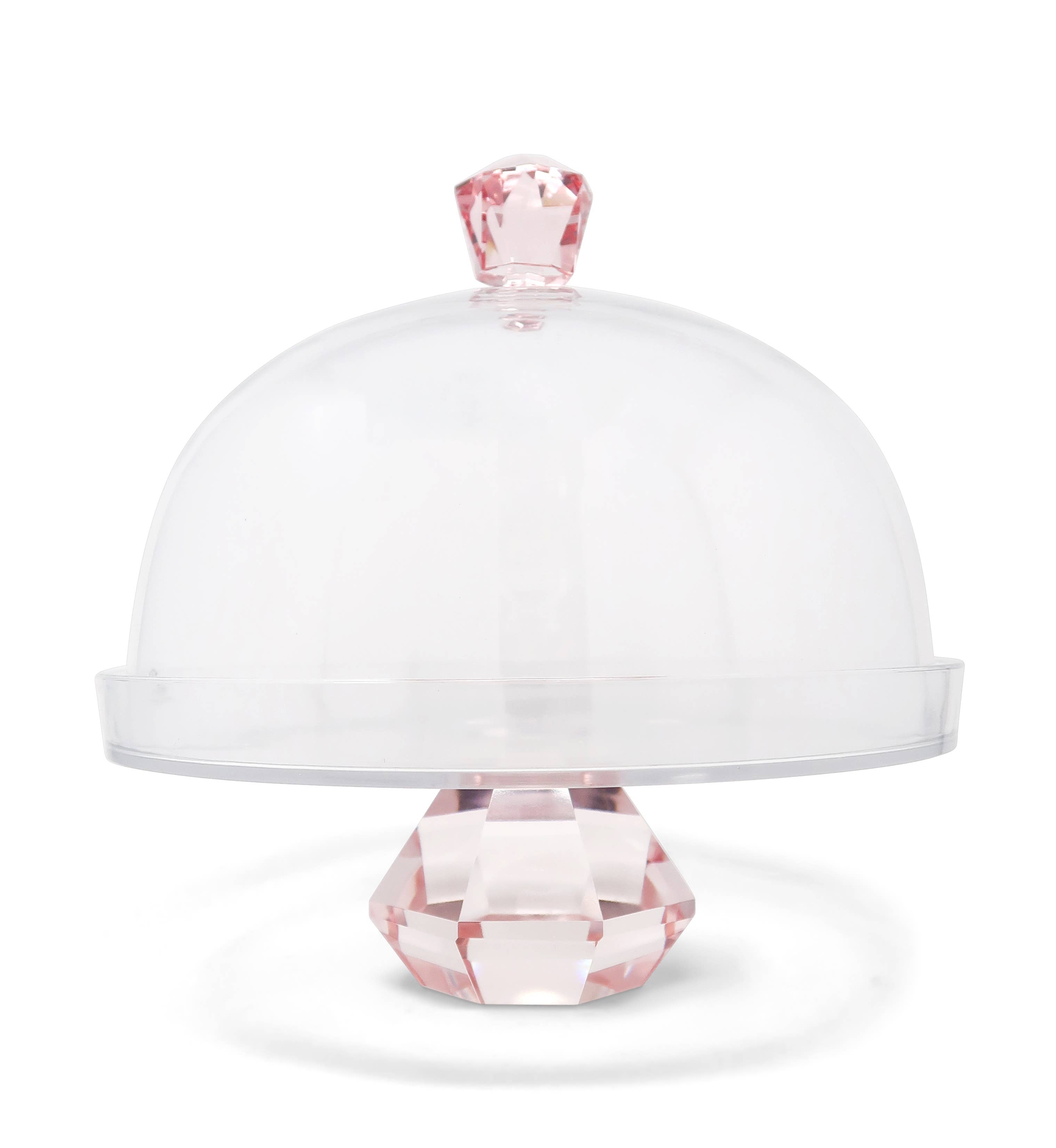 Glass Cake Dome with Colored Diamond Base and Knob, 13"D
