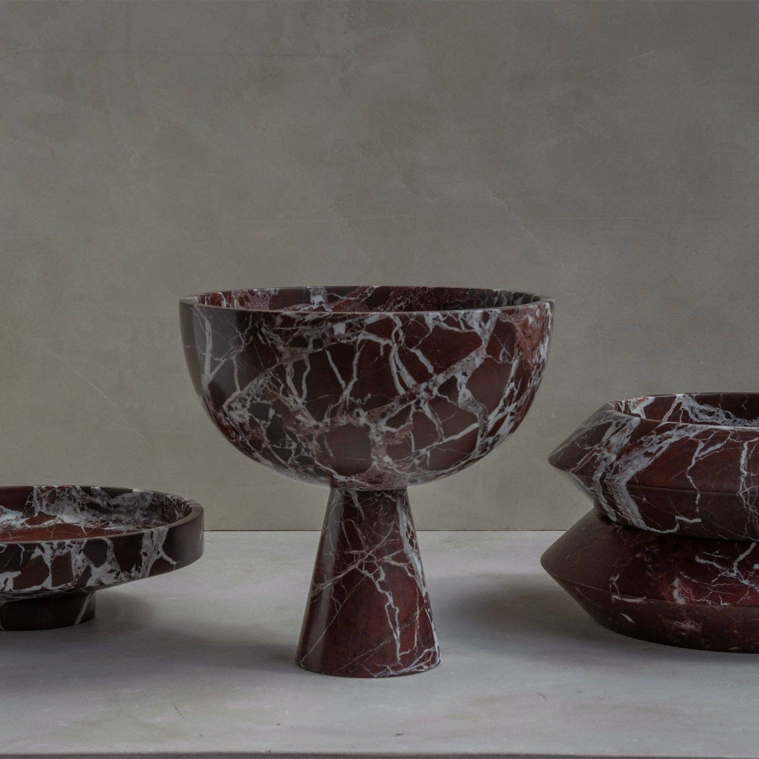 ROSSO LEVANTO MARBLE PEDESTAL BOWL XL