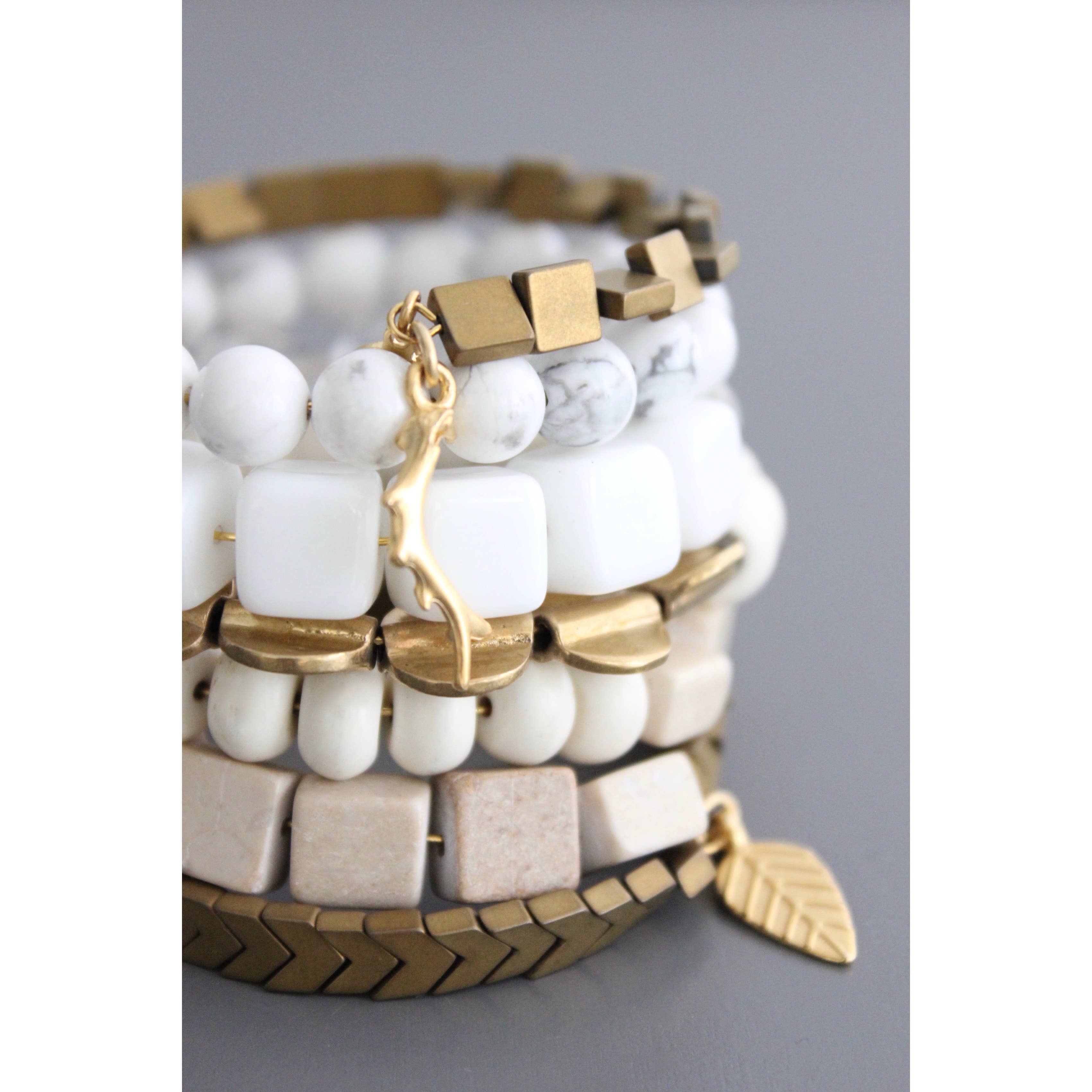 BKNB06 White and gold color wrap bracelet