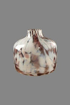 White & Brown Splutter Glass Vase - 6"