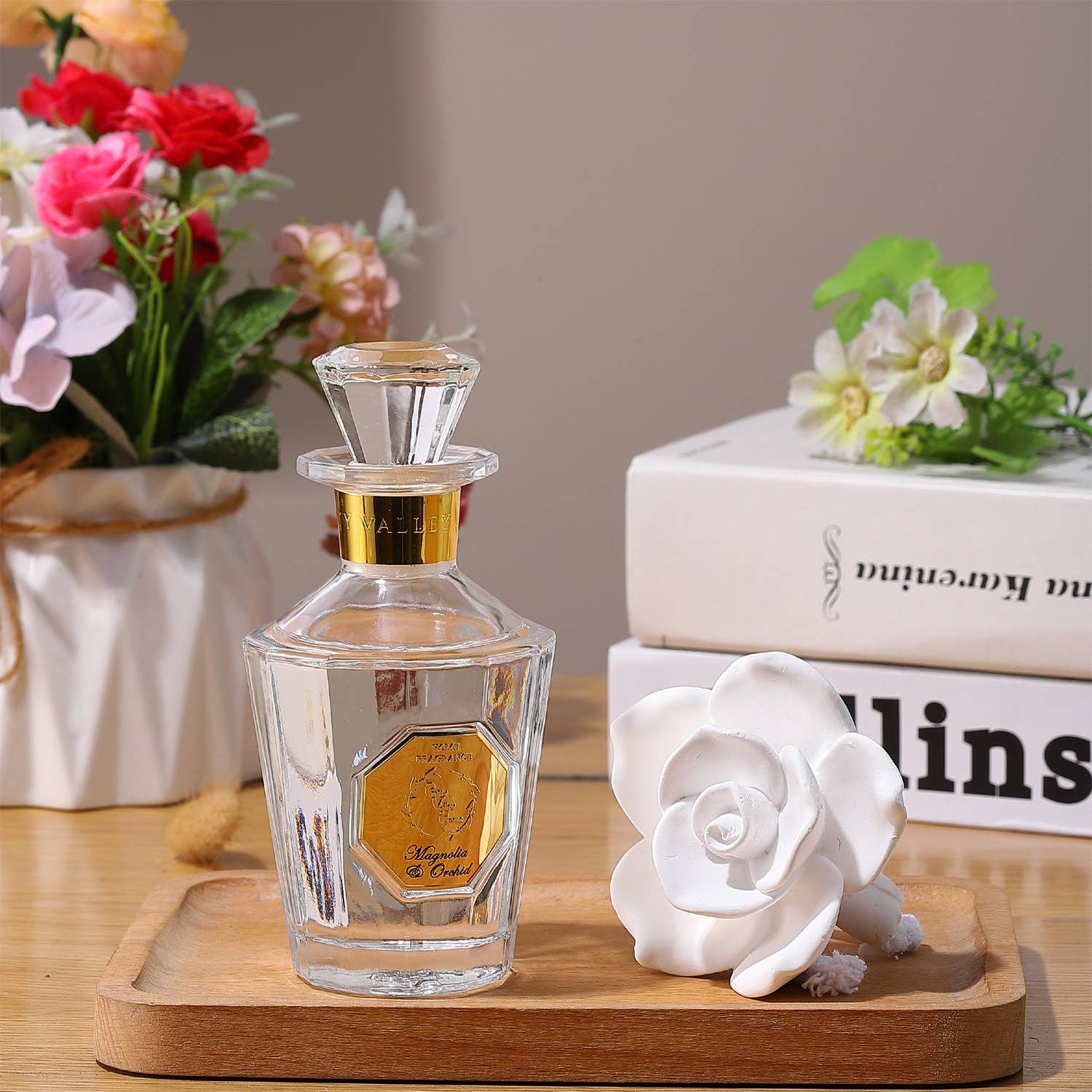 Vintage Rose Ceramic Diffuser -Magnolia & Orchid