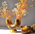 Hand poured Resin Flower Vase with base - Brown Flowers Pot