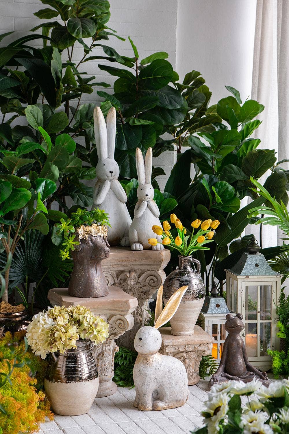 D8x15" Wide Terracotta Jug Vase w/ Metallic Bronze & Tan