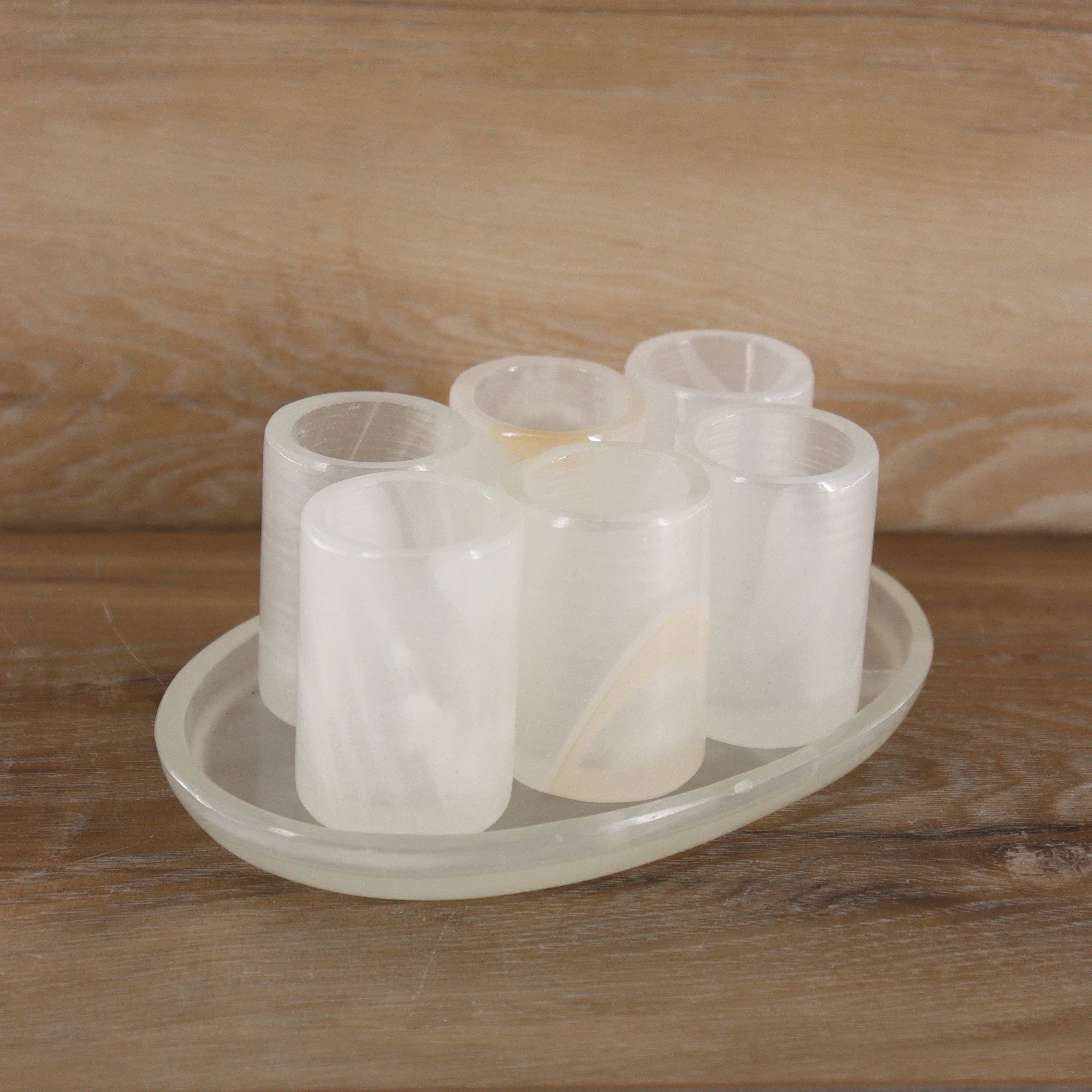 White Onyx Shot Glass Set of 6