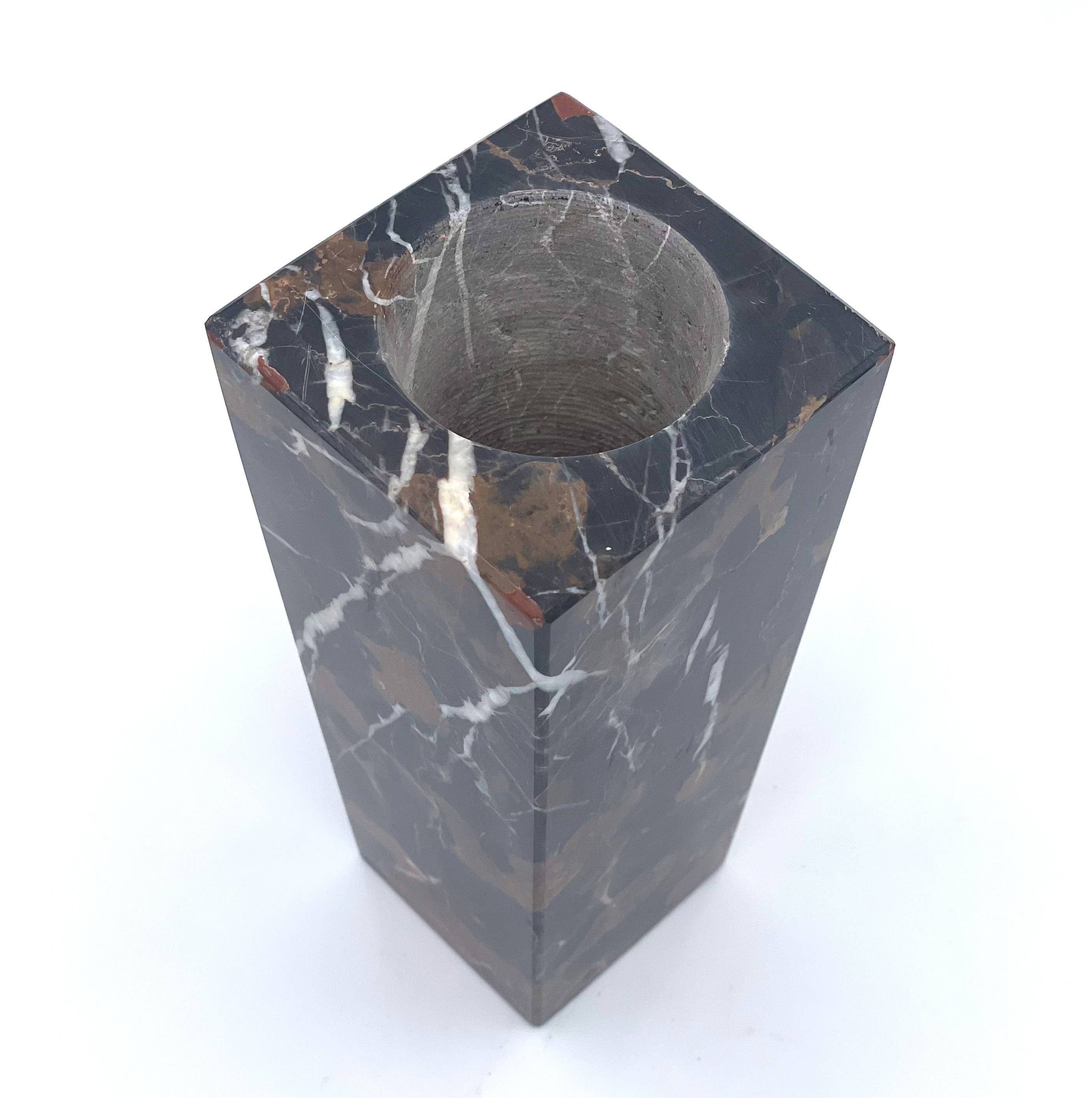 6" Square Vase - Marble and Onyx: Multi-colored Onyx