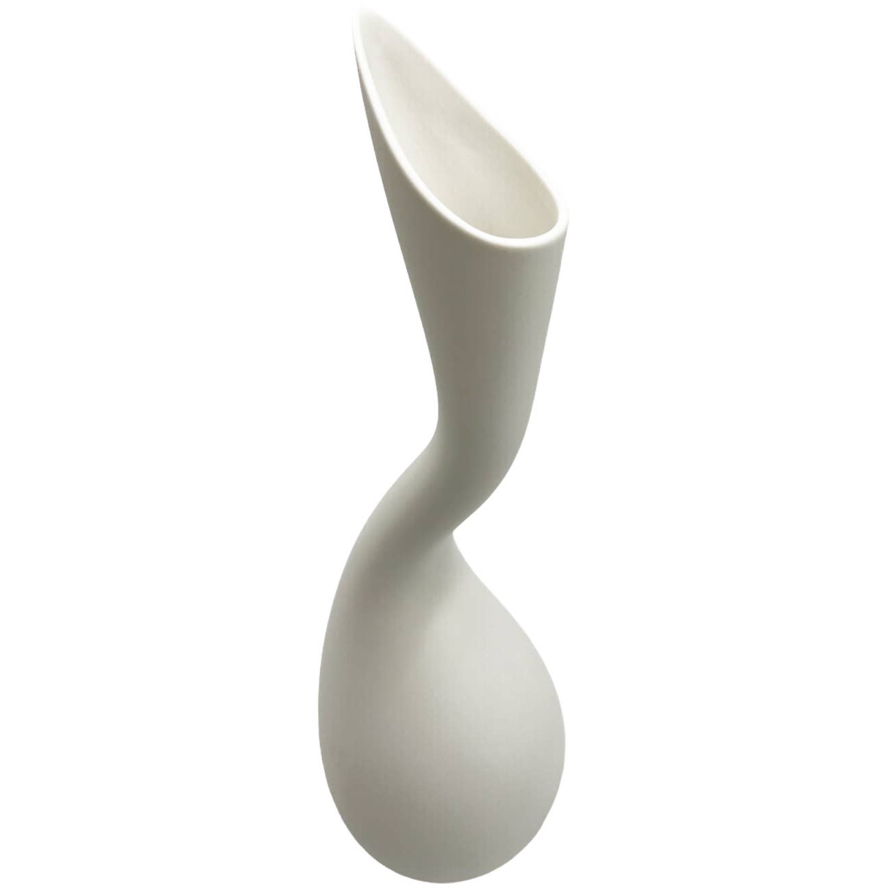 14" High Modern Ceramic Vase in White