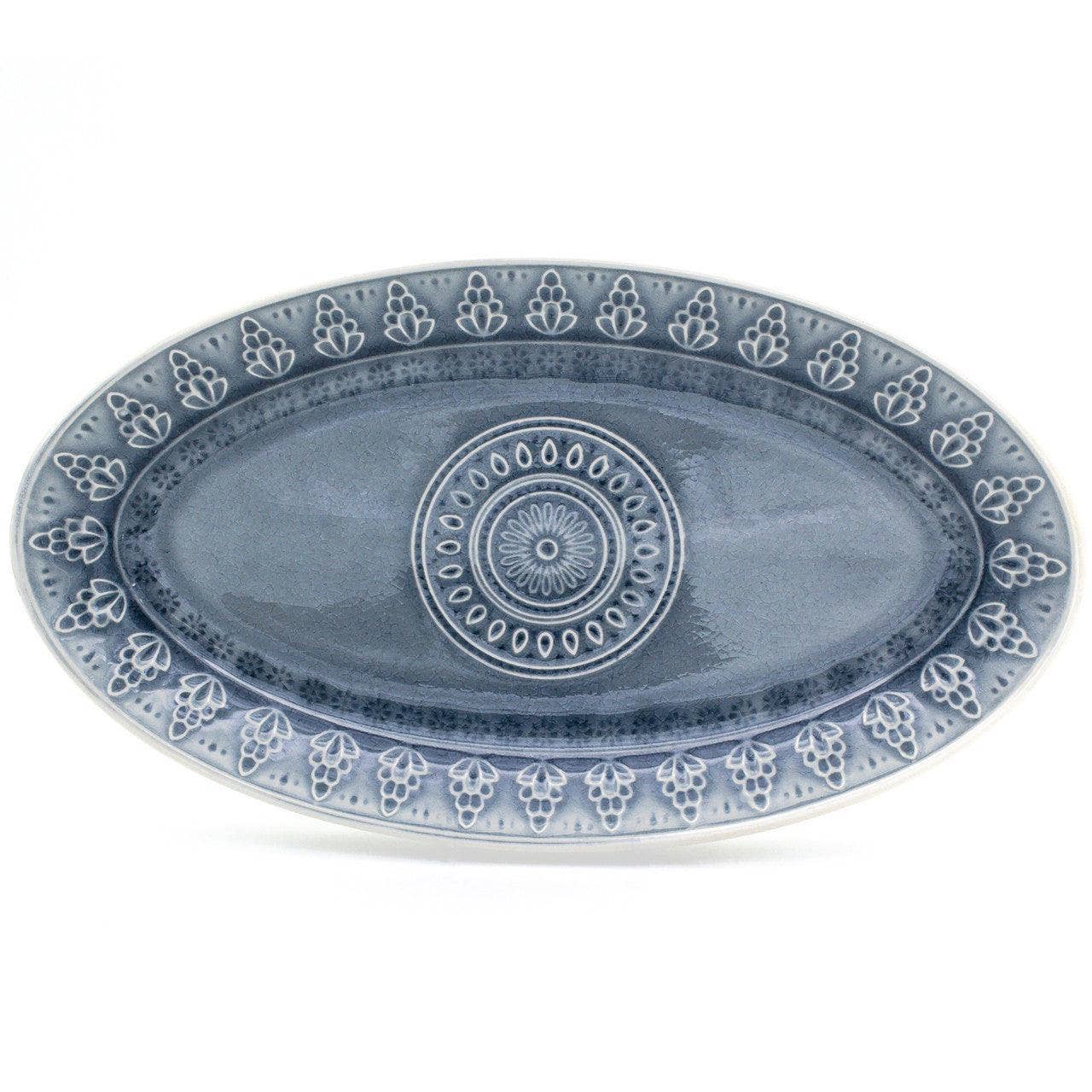 Fez  Stoneware Oval Serving Platter: Turquoise