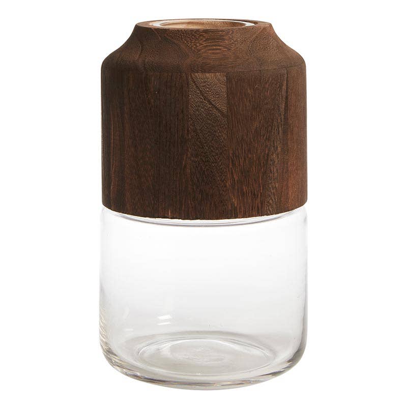 Wood Accent Vases - Set of 2