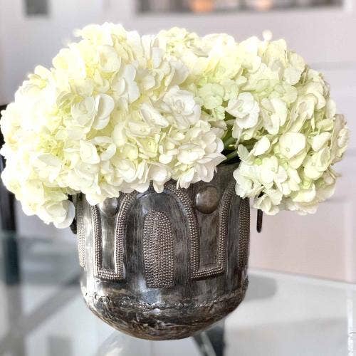 6" x 5" Hammered Metal Bowl With Round Handles