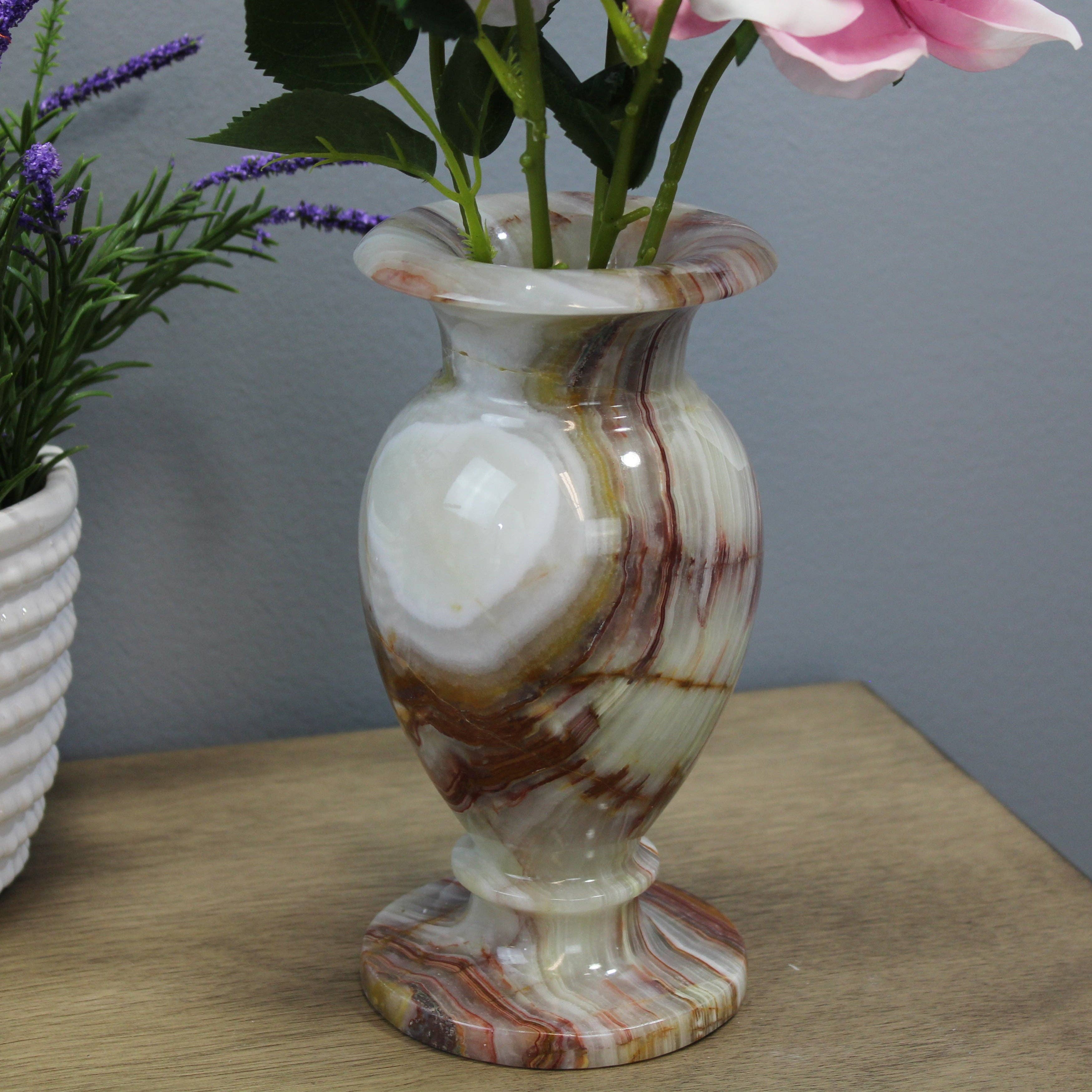 Multicolored Decorative Handcrafted 8" Onyx Vase