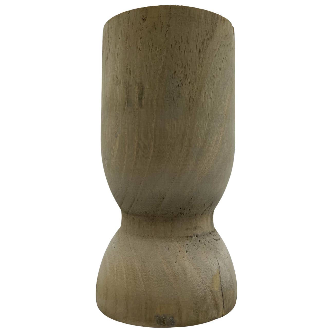 11" High Decorative Wood Vase In Brown