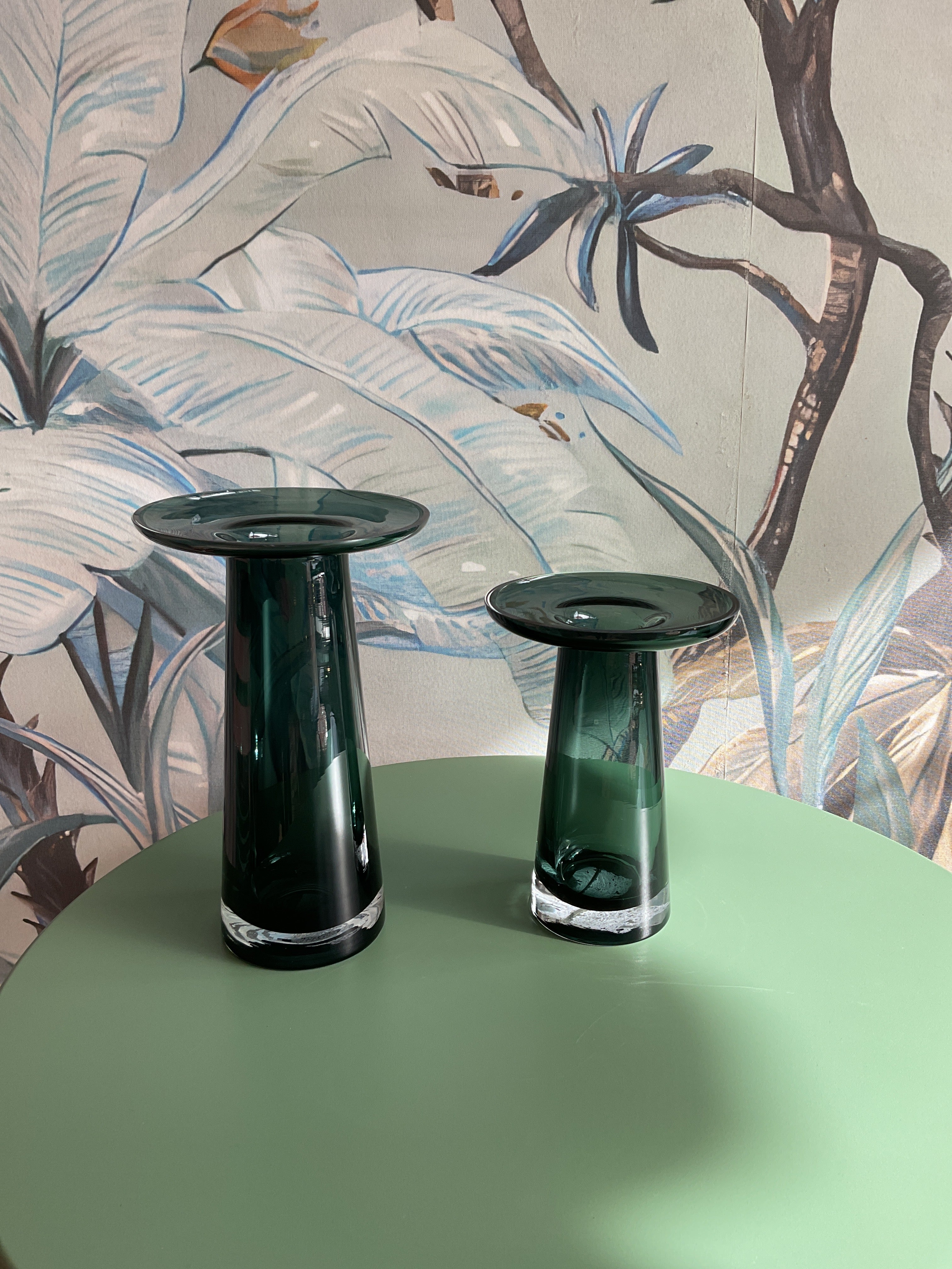 Green Modern Glass Vase - Tall