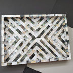 Black & White Mother of Pearl Tray - Large Ottoman Tray