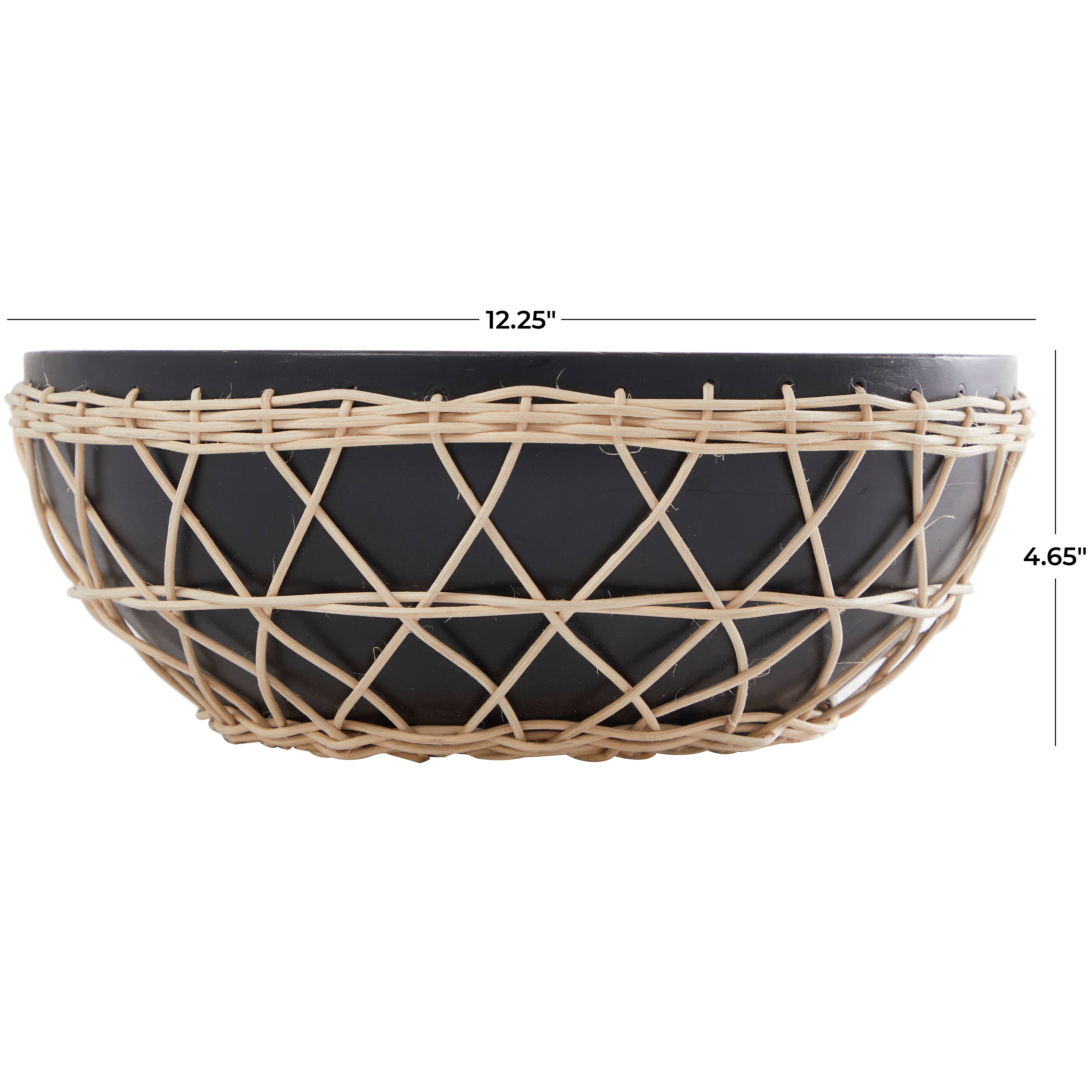 Bohemian Brown Mango Wood Decorative Bowl: Black