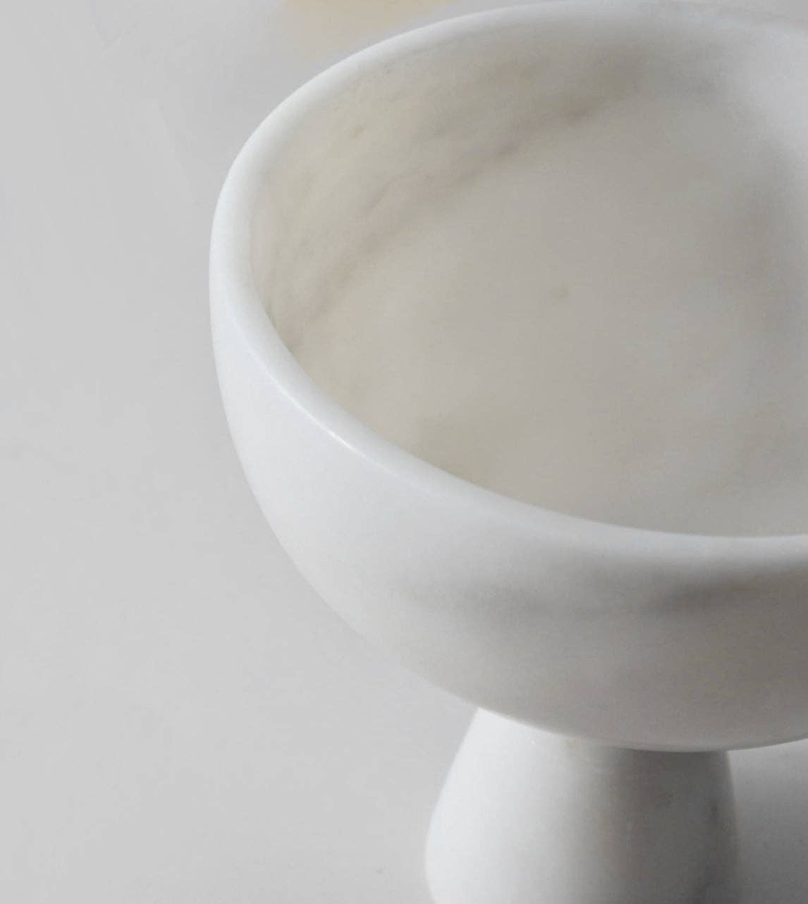 WHITE MARBLE PEDESTAL BOWL MEDIUM