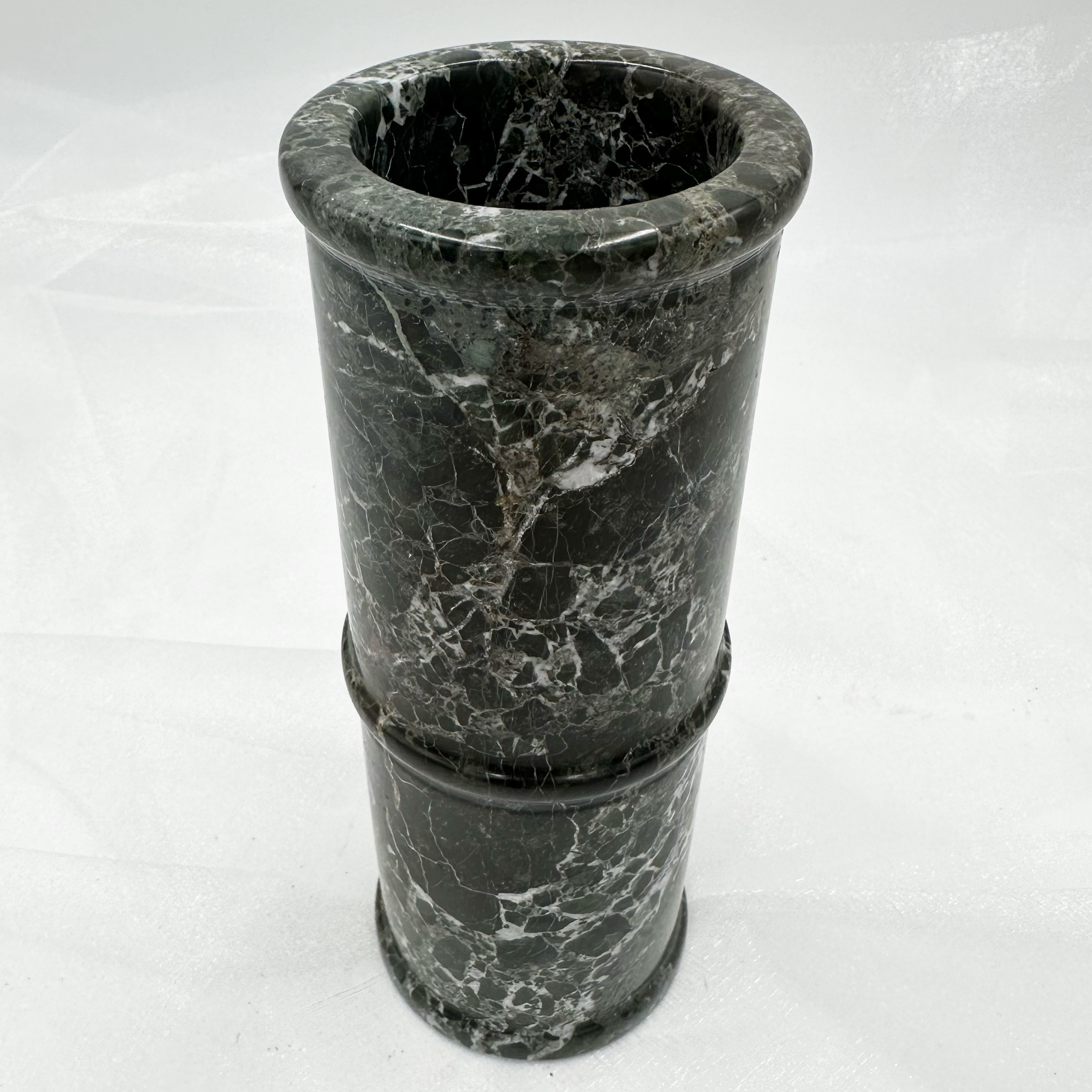 8" Cylindrical Vase in Marble & Onyx: Black & Gold Marble