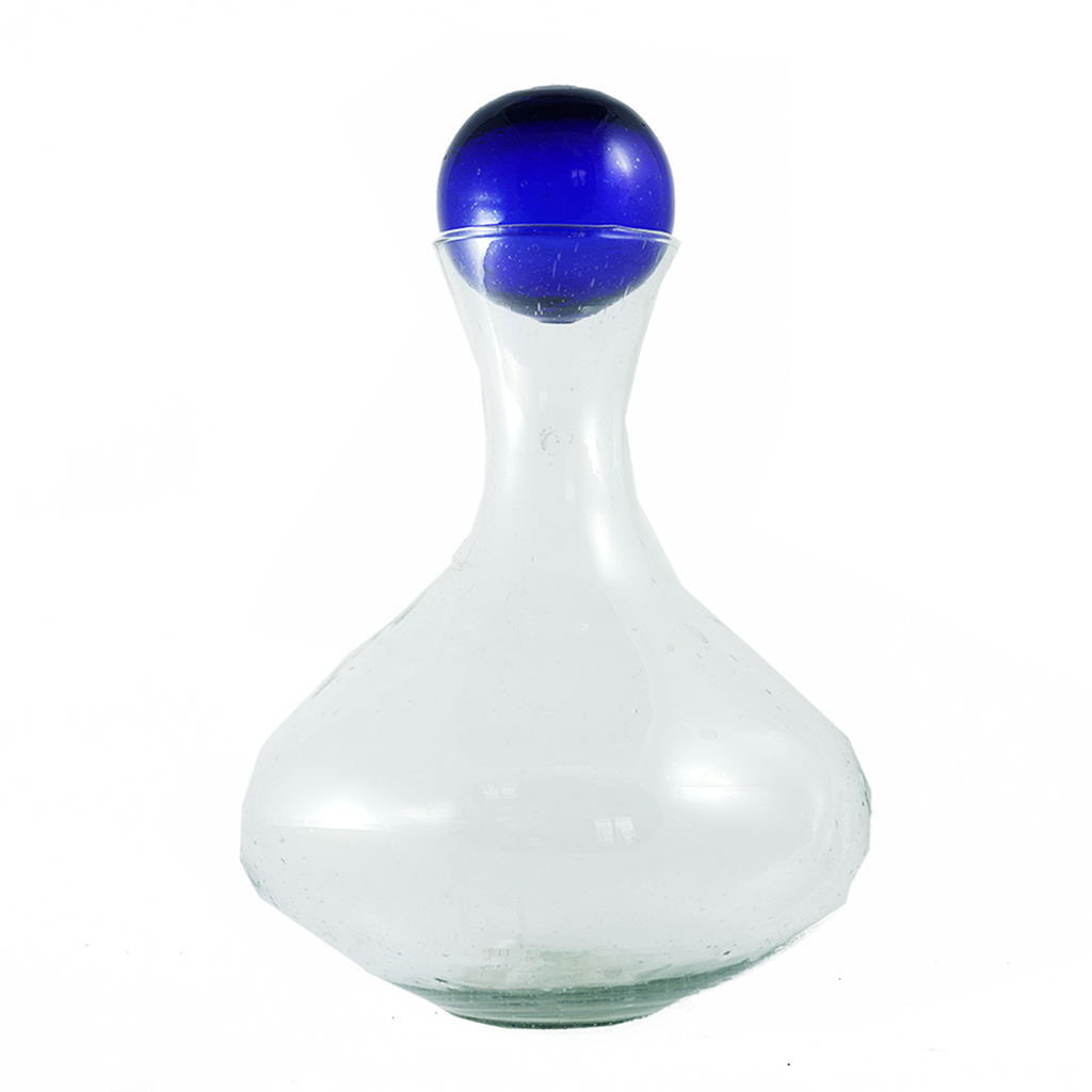Clasico Large Glass Decanter with Topper: Dark Amber Sphere